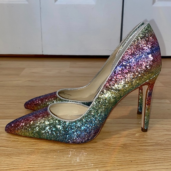 JESSICA SIMPSON rainbow/multicolour glitter pumps/shoes for women size 7.5 NEW - Picture 6 of 8